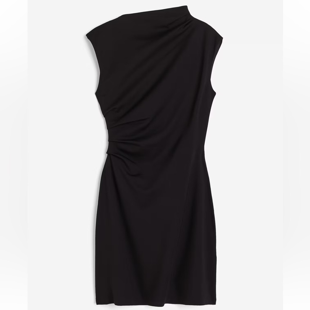 H&M Black Draped Jersey Dress